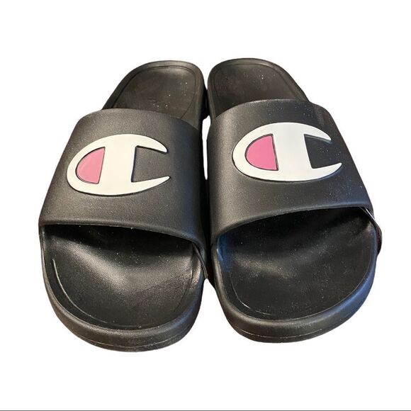 NEW Champion Women's "The Takeover" Black Slide Logo Sandals 11 - Picture 3 of 5